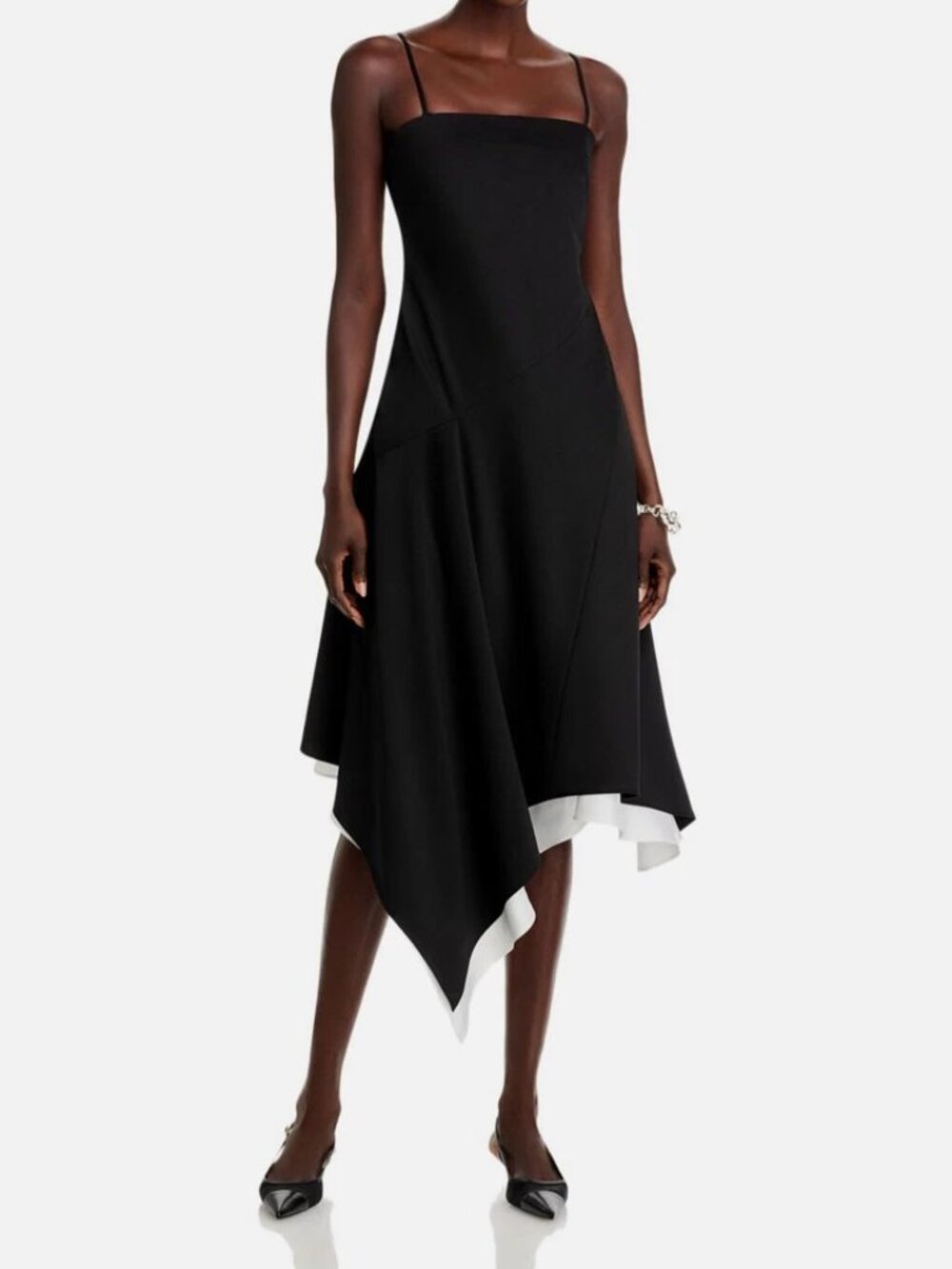 Helmut Lang Layered Wool Scarf-Hem Dress. Sz: 10